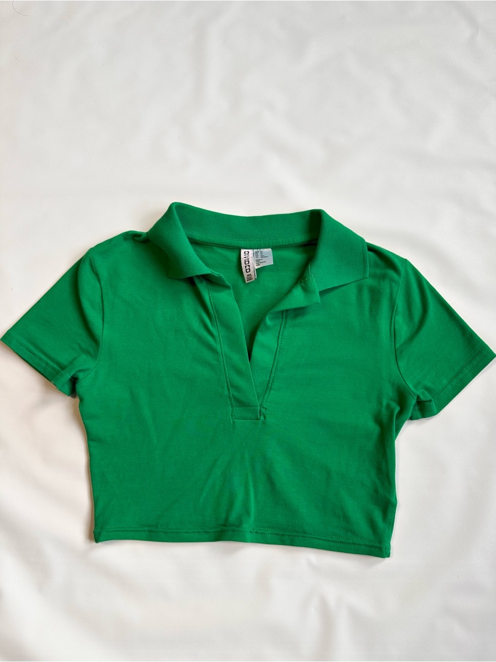 H&M Bright Green Cropped Polo
